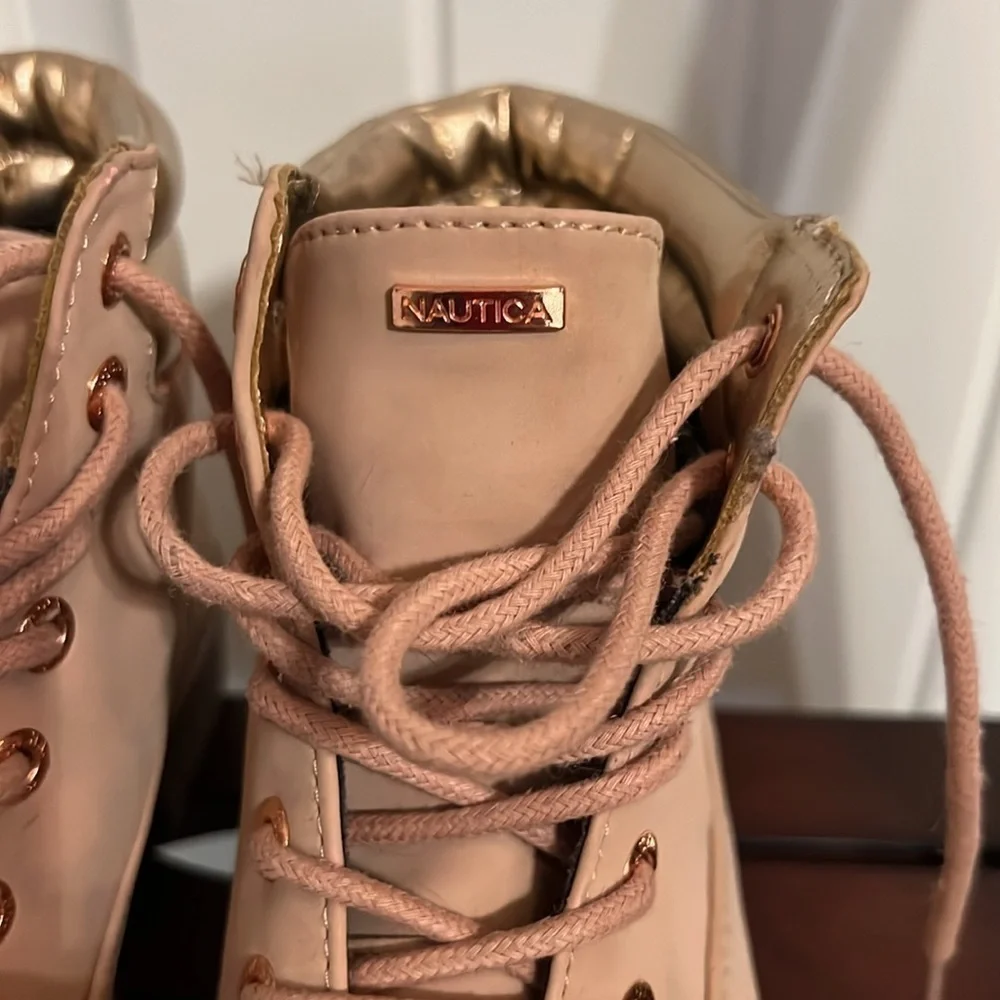 NAUTICA GIRLS Size 3 Blush Lace Up Ankle Boots
